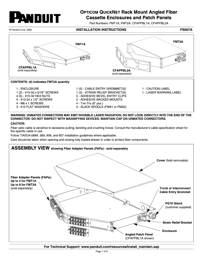 Página 1 del manual Manual de instrucciones Panduit FMT1A