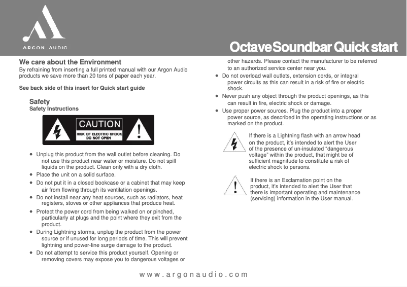 Imagen de la primera página del manual del dispositivo Octave Soundbar