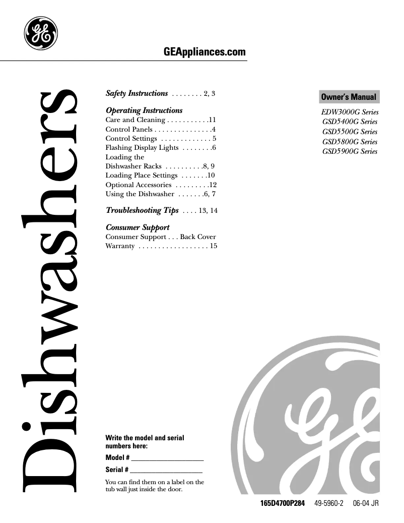 Imagen de la primera página del manual del dispositivo GSD5400GBB