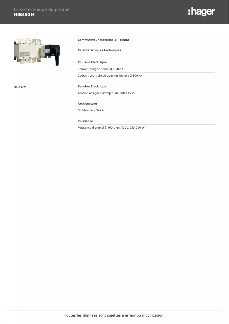 Imagen de la primera página del manual del dispositivo HIB492M