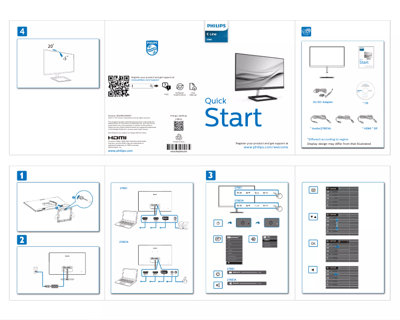 Página 1 del manual Guía de inicio rápido Philips E Line 278E1A