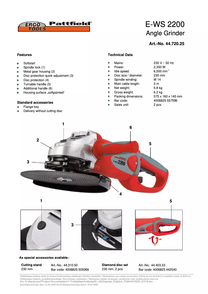 Imagen de la primera página del manual del dispositivo E-WS 2200