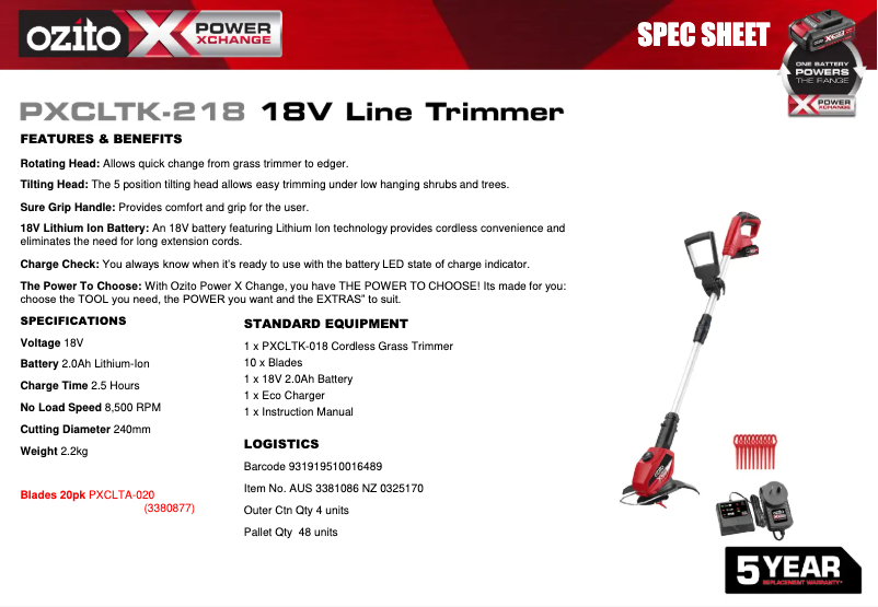 Imagen de la primera página del manual del dispositivo PXCLTK-218