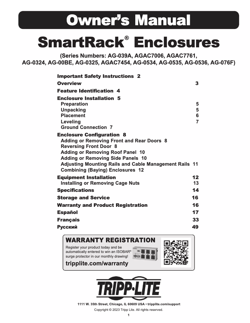 Imagen de la primera página del manual del dispositivo SmartRack SR48UBDPWD