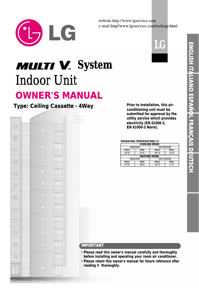 Imagen de la primera página del manual del dispositivo ARNU07GTEC1