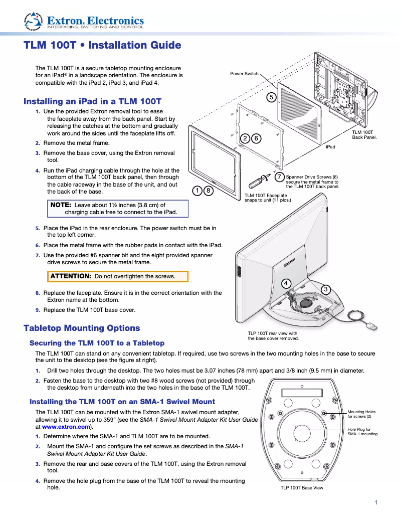 Página 1 del manual Manual de usuario Extron TLM 100T