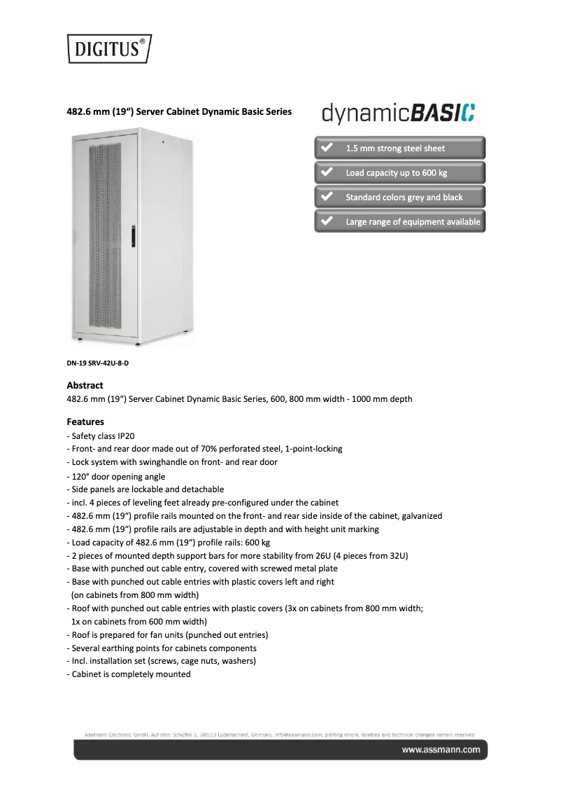 Imagen de la primera página del manual del dispositivo DN-19 SRV-42U-8-DB