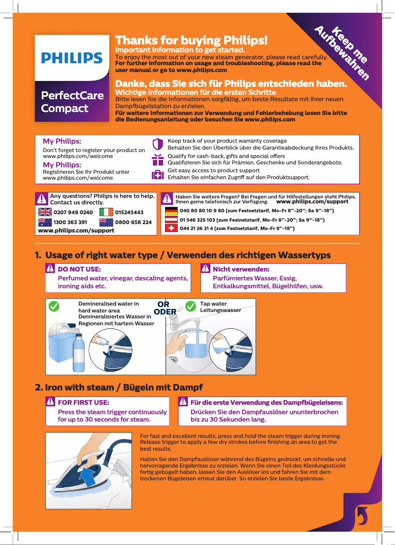 Imagen de la primera página del manual del dispositivo PerfectCare Compact GC7805