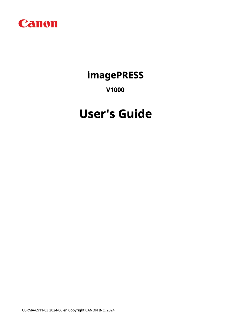 Página nº 1 - Manual de usuario Canon imagePRESS V1000