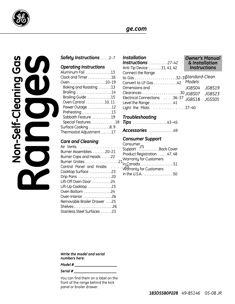 Imagen de la primera página del manual del dispositivo JGBS07DEMCC