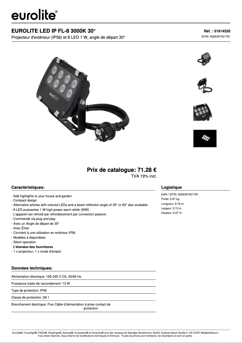 Página nº 1 - Ficha técnica Eurolite LED IP FL-8