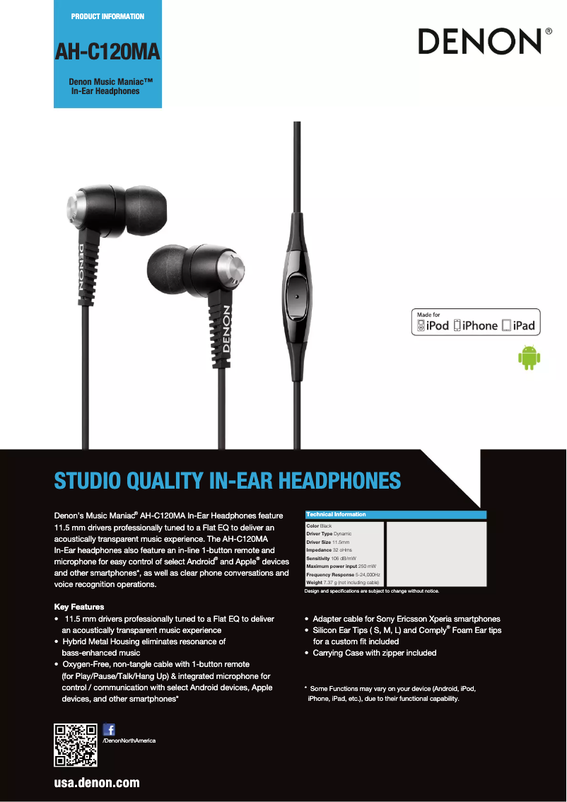 Imagen de la primera página del manual del dispositivo AH-C120MA