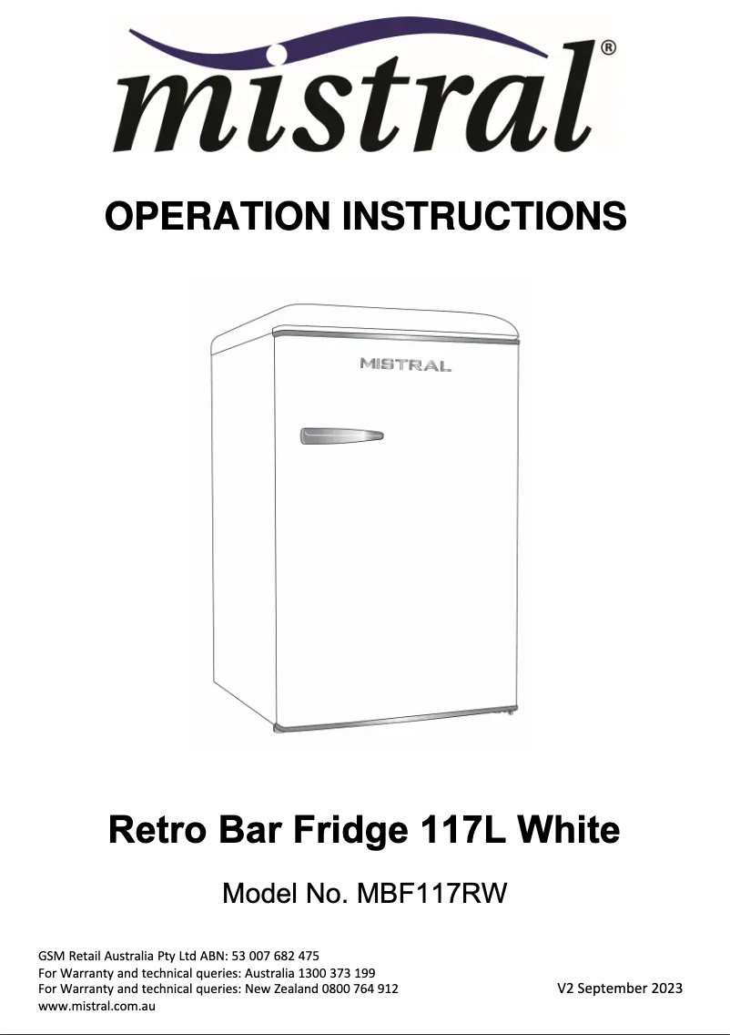 Imagen de la primera página del manual del dispositivo MBF117RB