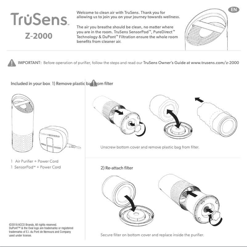 Imagen de la primera página del manual del dispositivo Z-2000