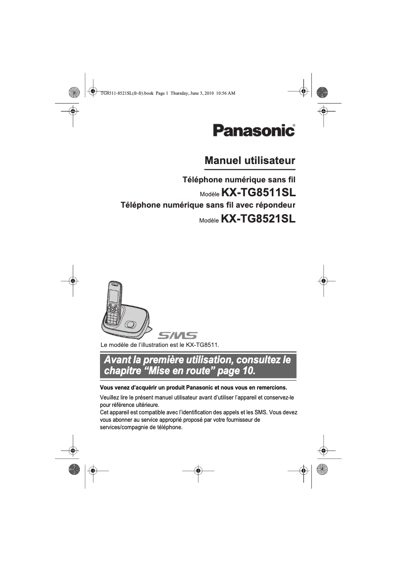 Imagen de la primera página del manual del dispositivo KX-TG8521SL