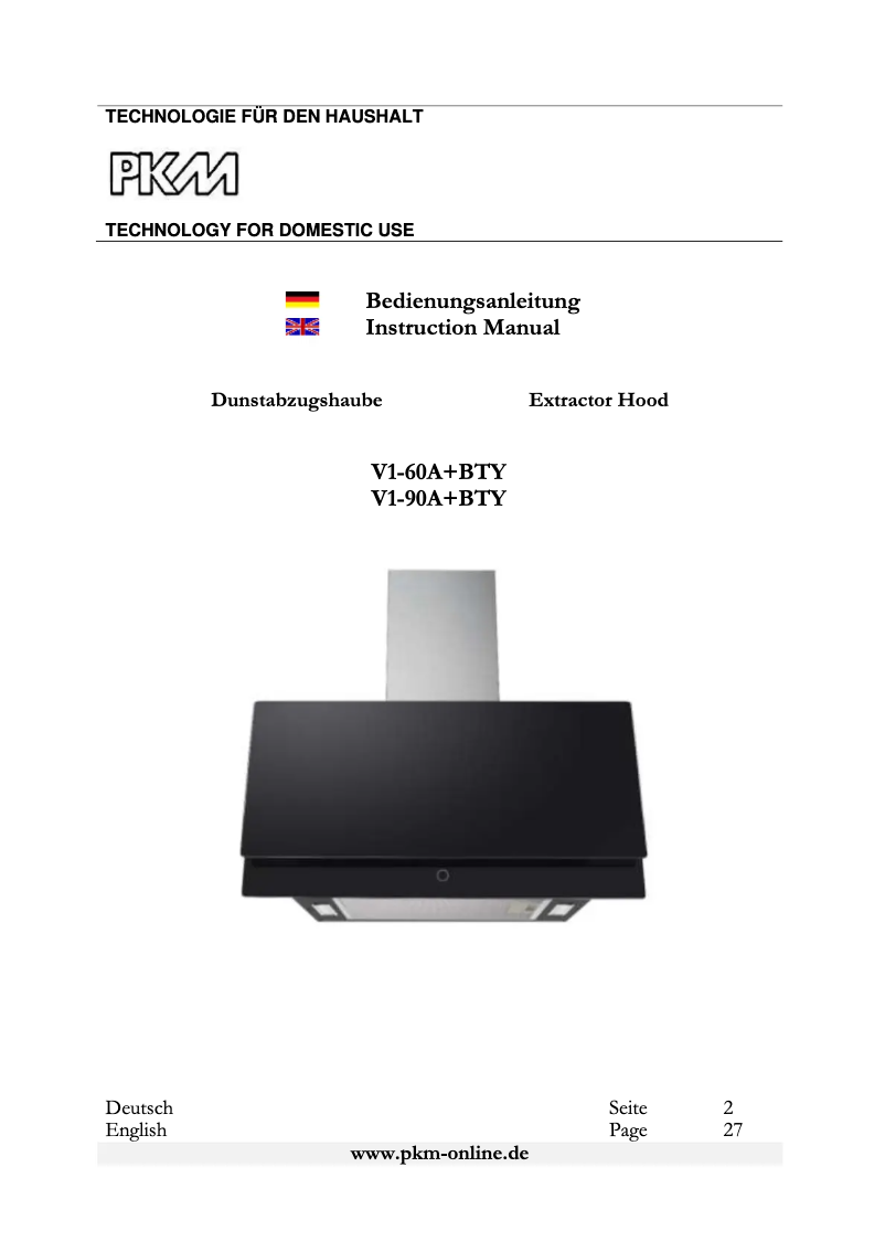 Imagen de la primera página del manual del dispositivo V1-90A+BTY