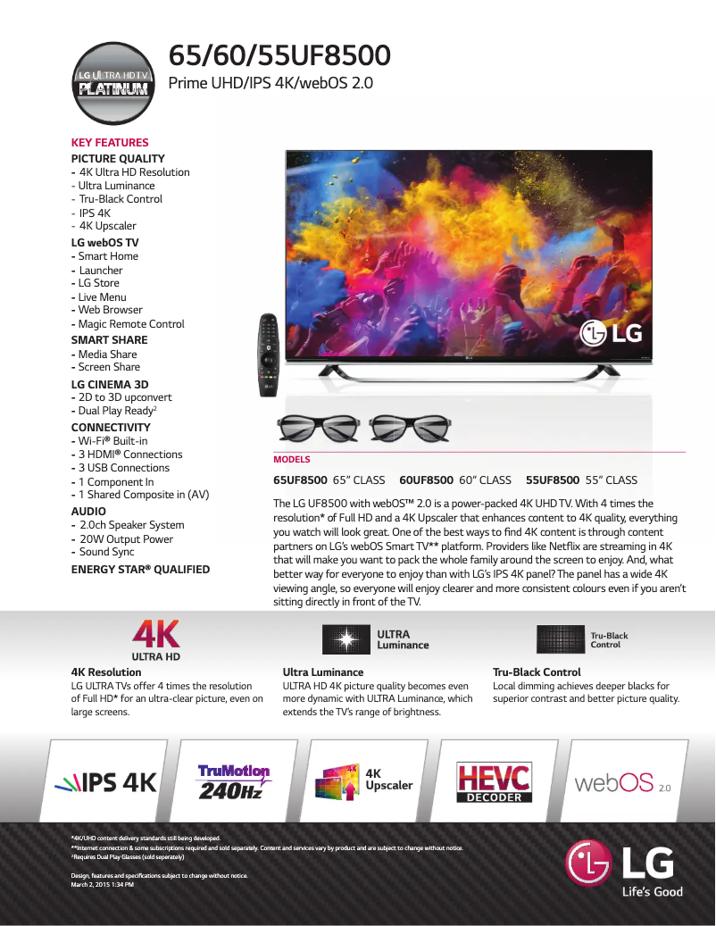 Imagen de la primera página del manual del dispositivo 60UF8500