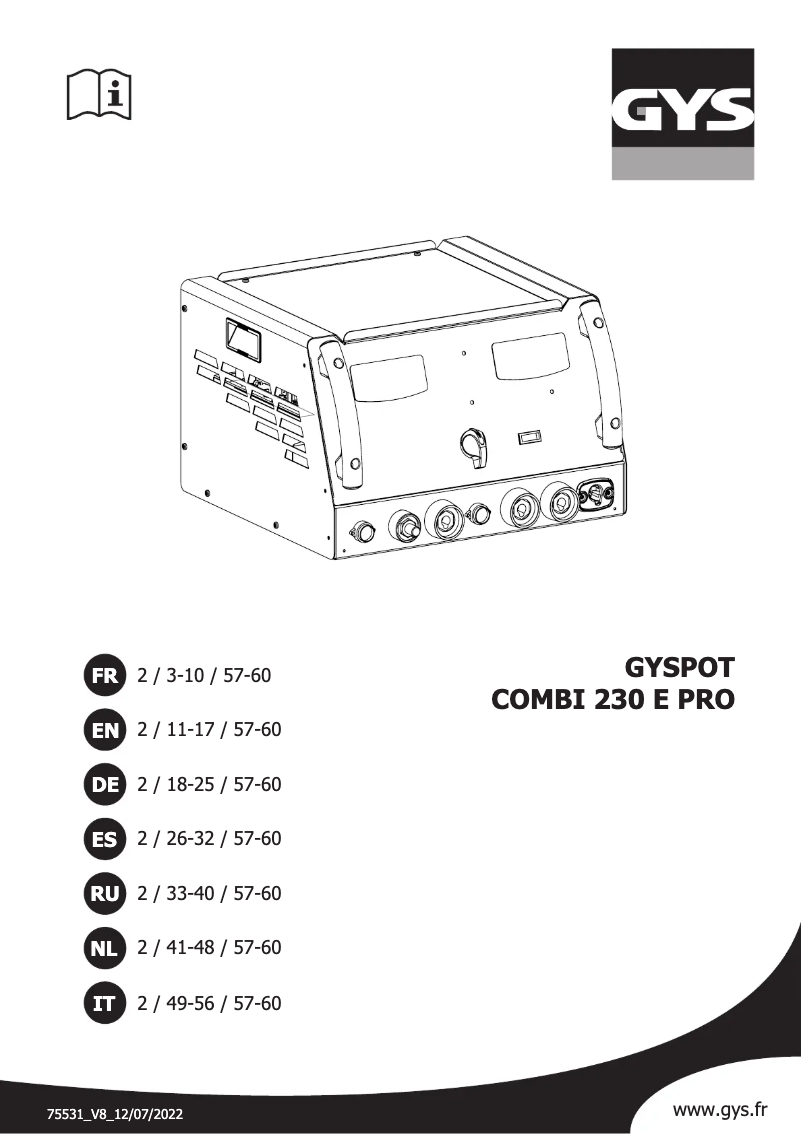 Página 1 del manual Manual de usuario GYS Gyspot Combi 230 E PRO