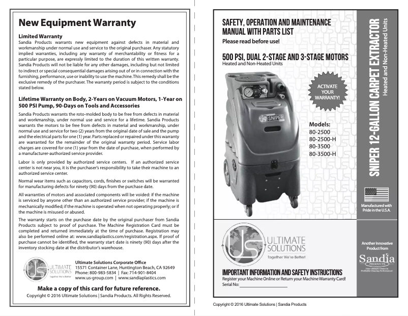 Página 1 del manual Manual de usuario Sandia Sniper 80-6001
