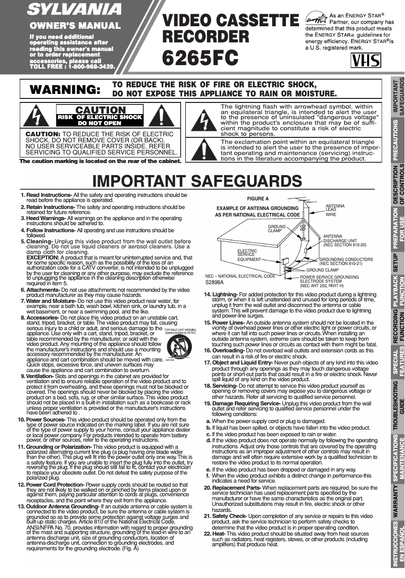 Imagen de la primera página del manual del dispositivo 6265FC