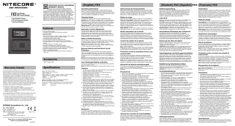 Página 1 del manual Manual de usuario Nitecore FX3