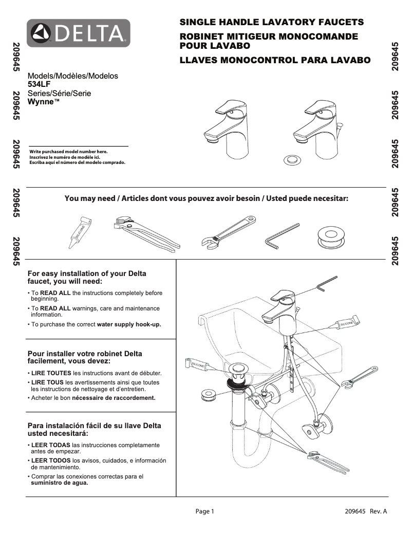 Página 1 del manual Manual de usuario Delta 534LF