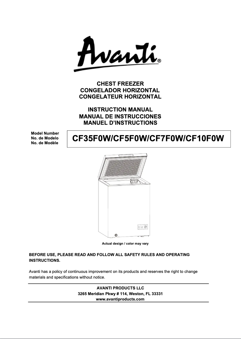 Imagen de la primera página del manual del dispositivo CF7F0W