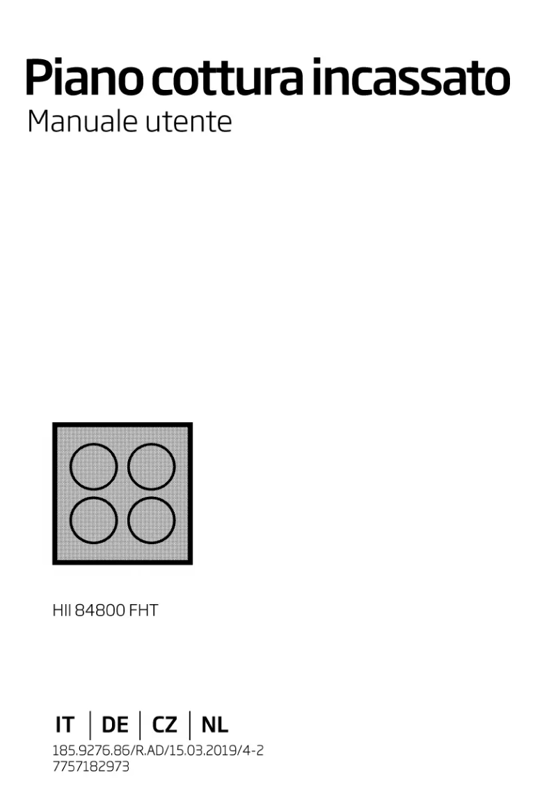 Imagen de la primera página del manual del dispositivo HII 84800 FHT