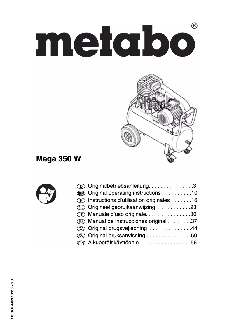 Imagen de la primera página del manual del dispositivo MEGA 350 W