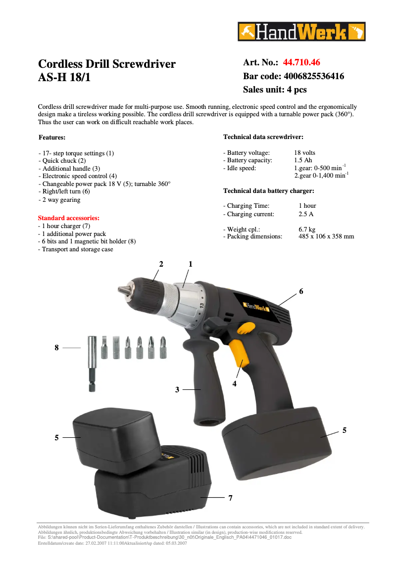 Página 1 del manual Manual de usuario Handwerk AS-H 18/1