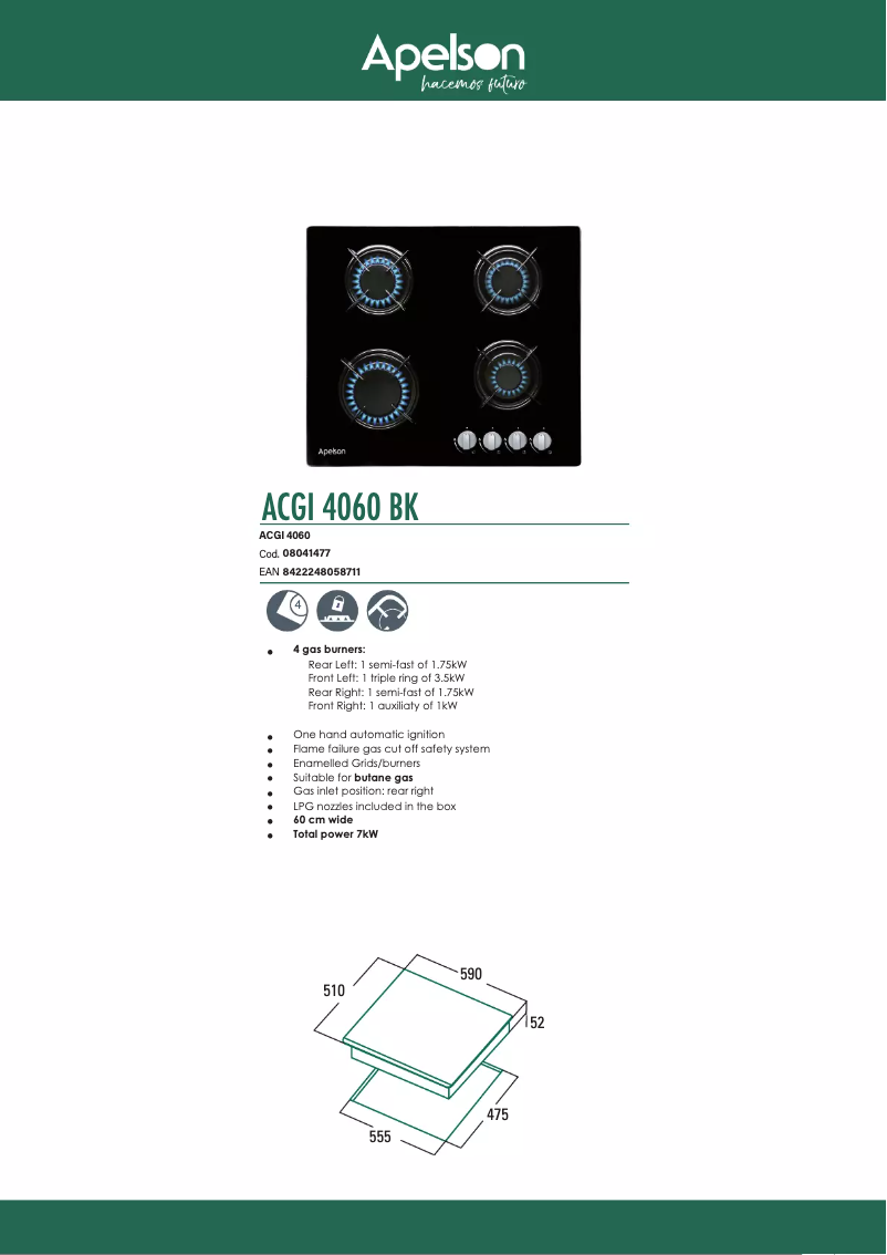 Página 1 del manual Manual de usuario Apelson ACGI 4060 BK