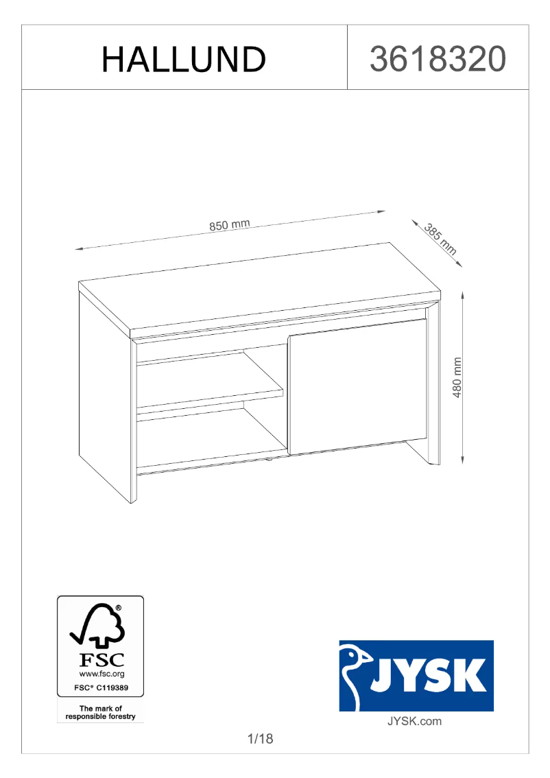 Página nº 1 - Manual de usuario JYSK Hallund (85x48x39)