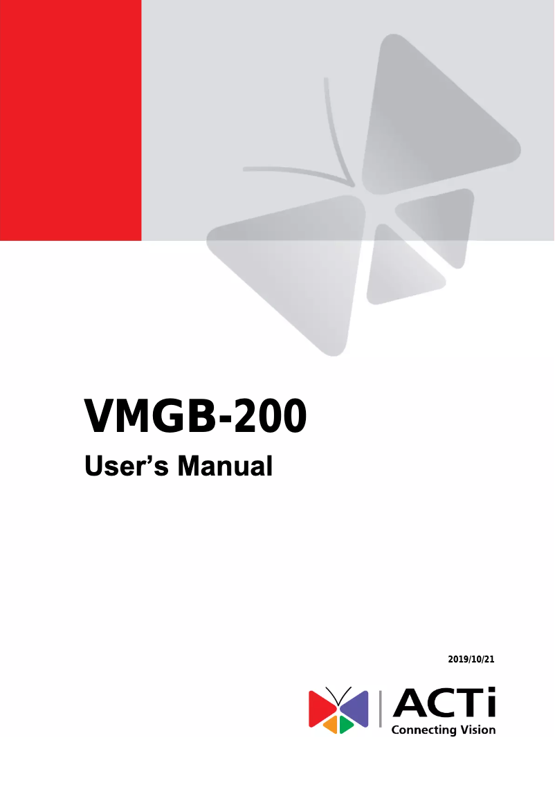 Página 1 del manual Manual de usuario ACTi VMGB-200