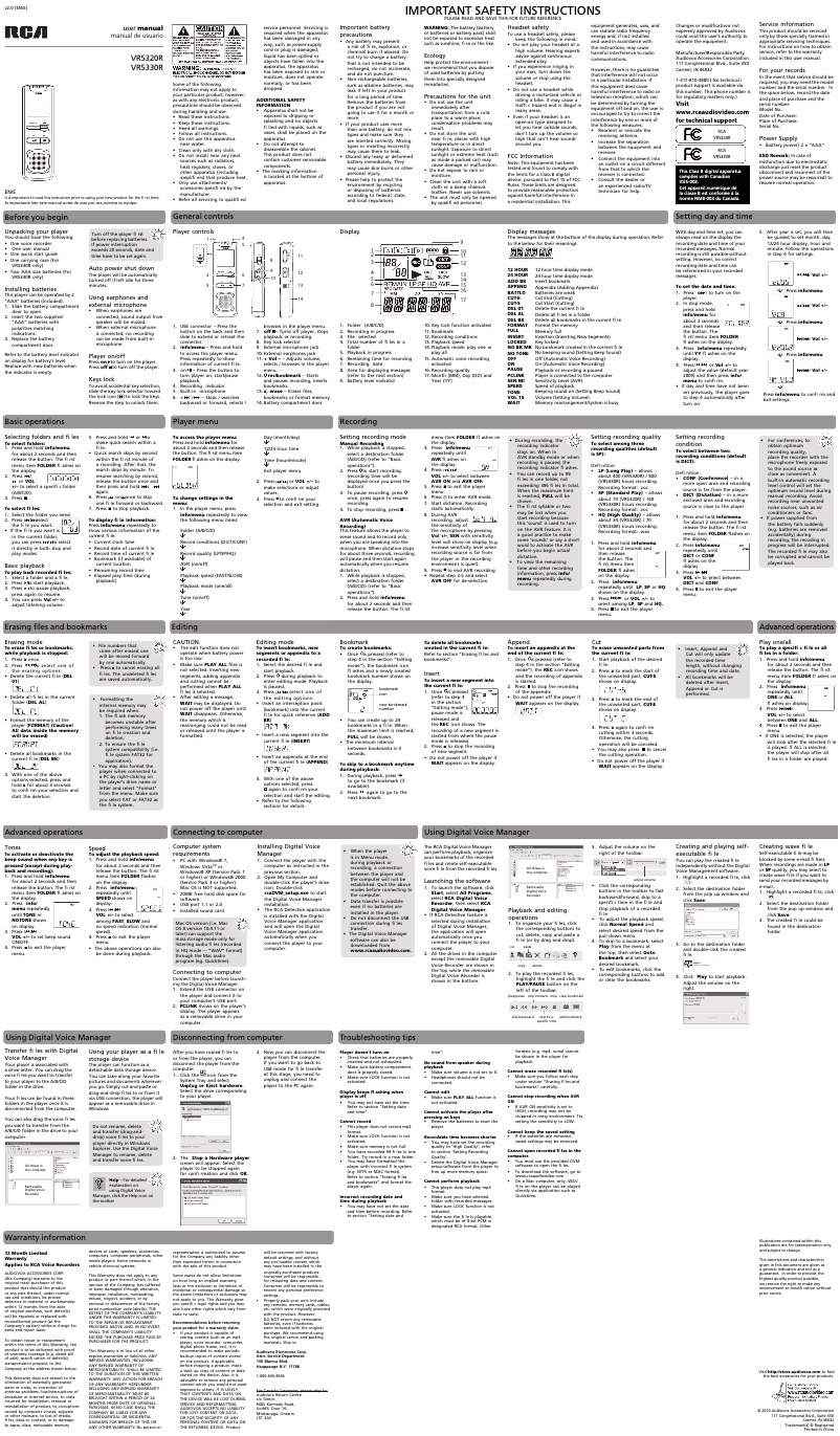 Imagen de la primera página del manual del dispositivo VR5320R