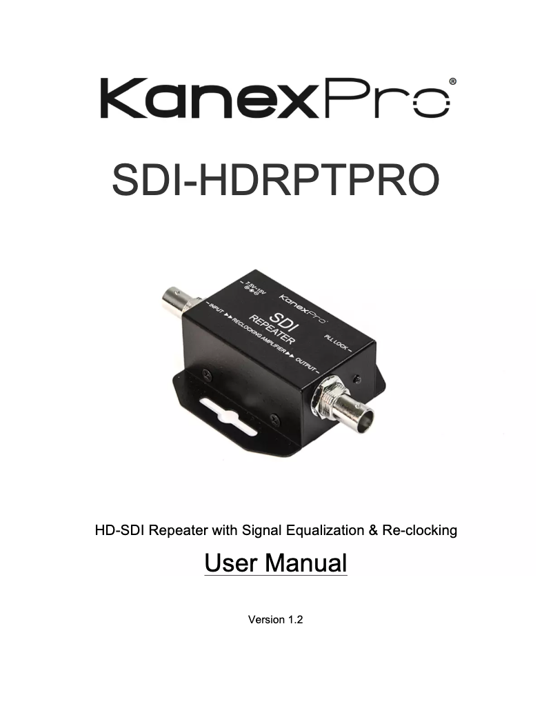 Imagen de la primera página del manual del dispositivo SDI-HDRPTPRO