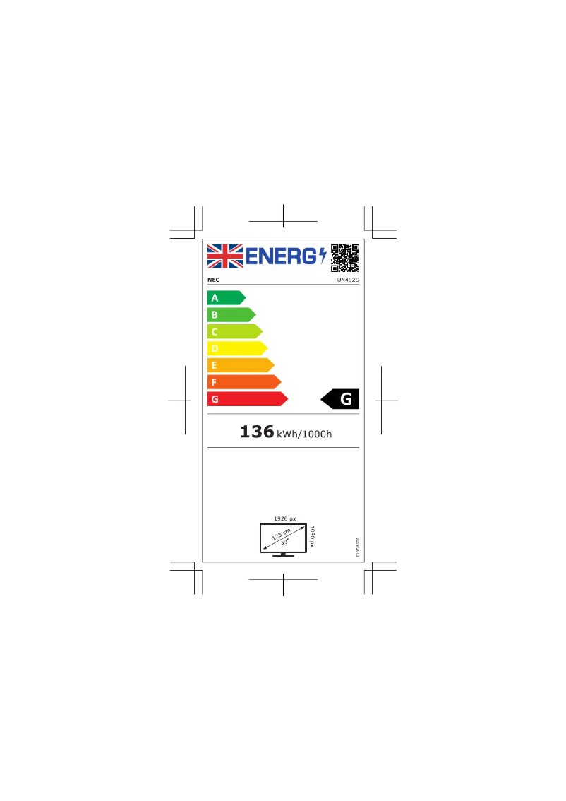 Página nº 1 - Etiqueta energética NEC MultiSync UN492S
