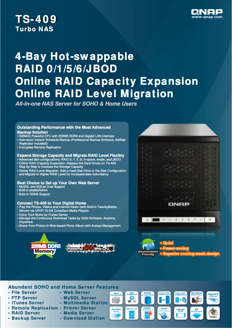 Página 1 del manual Ficha técnica QNAP TS-409