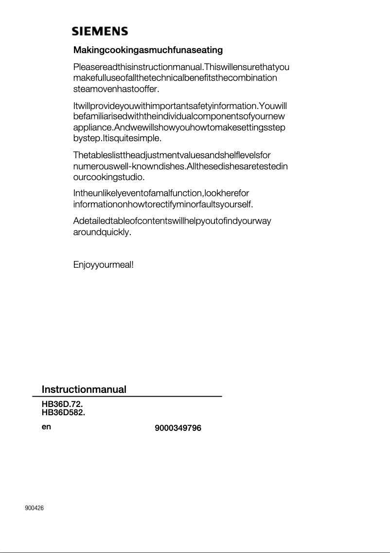 Página nº 1 - Manual de usuario Siemens HB36D582