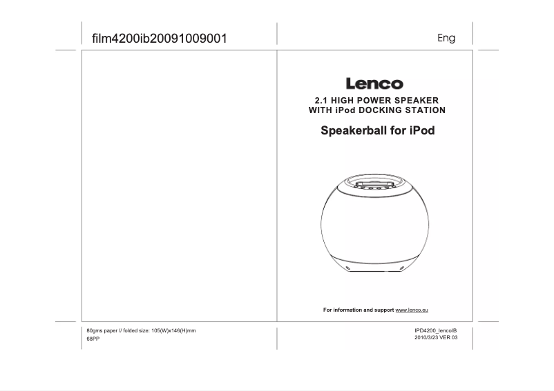 Imagen de la primera página del manual del dispositivo Speakerball iPod