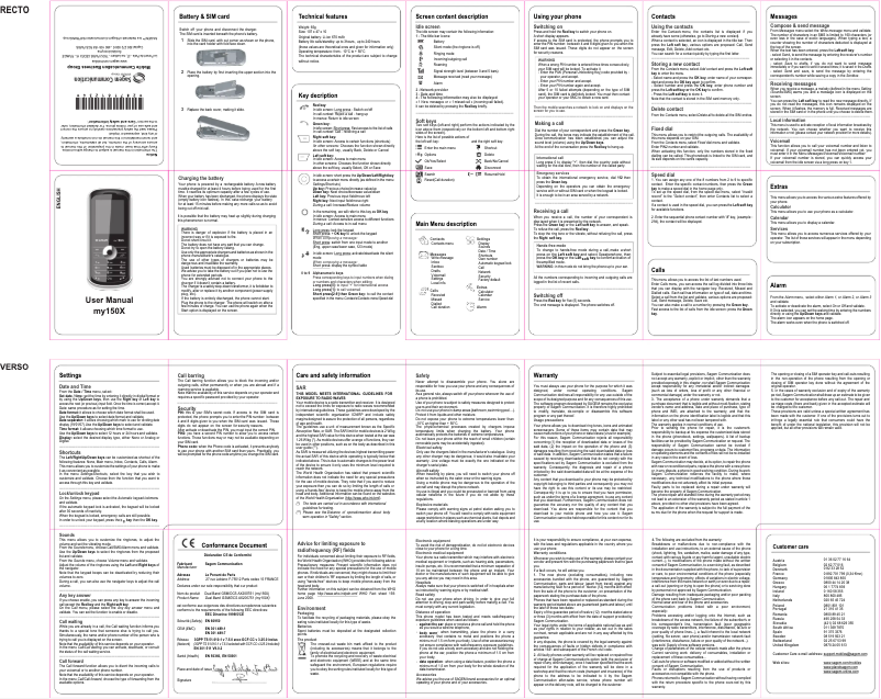 Página 1 del manual Manual de usuario Sagem my150X
