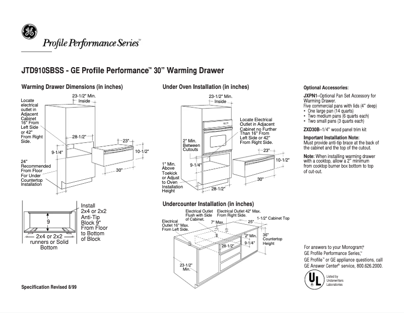 Página 1 del manual Ficha técnica GE Profile JTD910SBSS