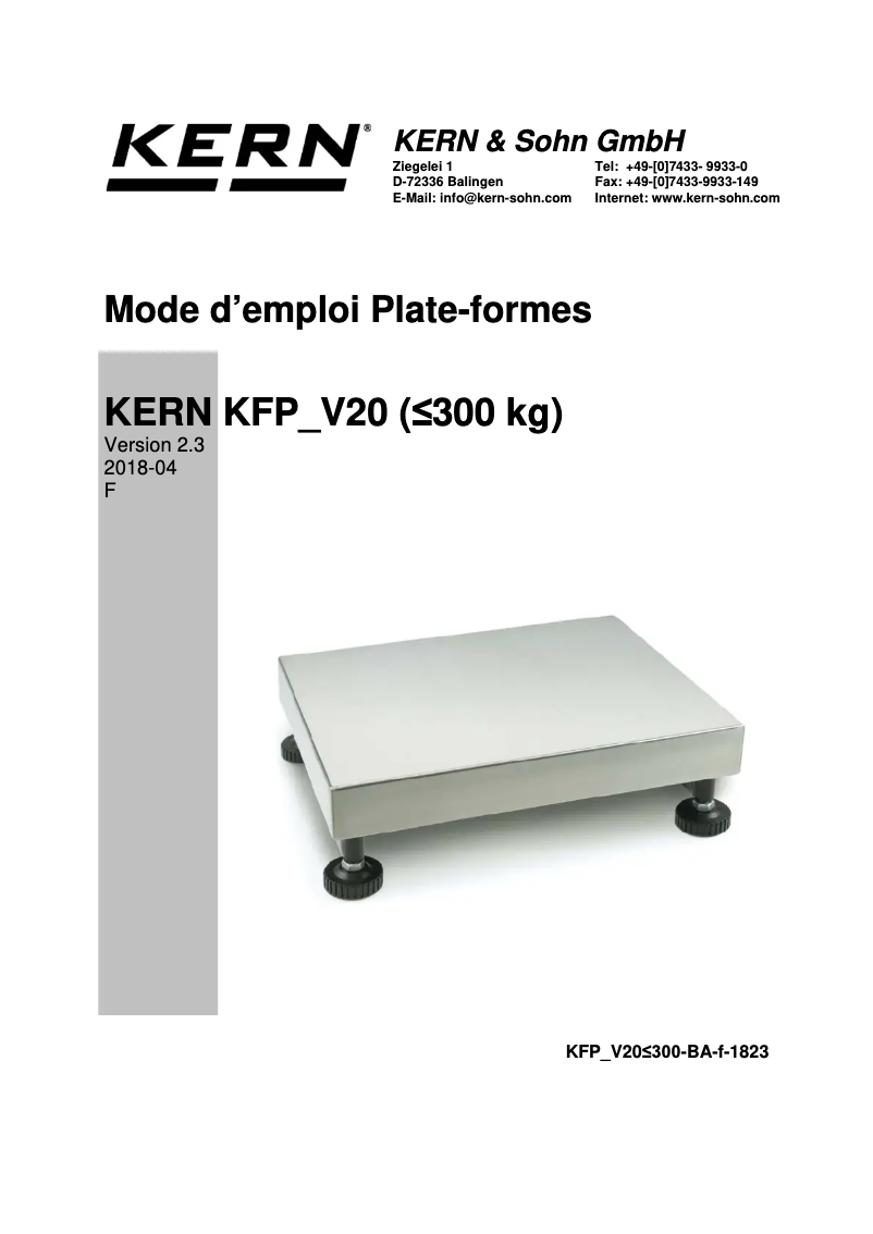 Página 1 del manual Guía de instalación Kern IFS 6K-3M