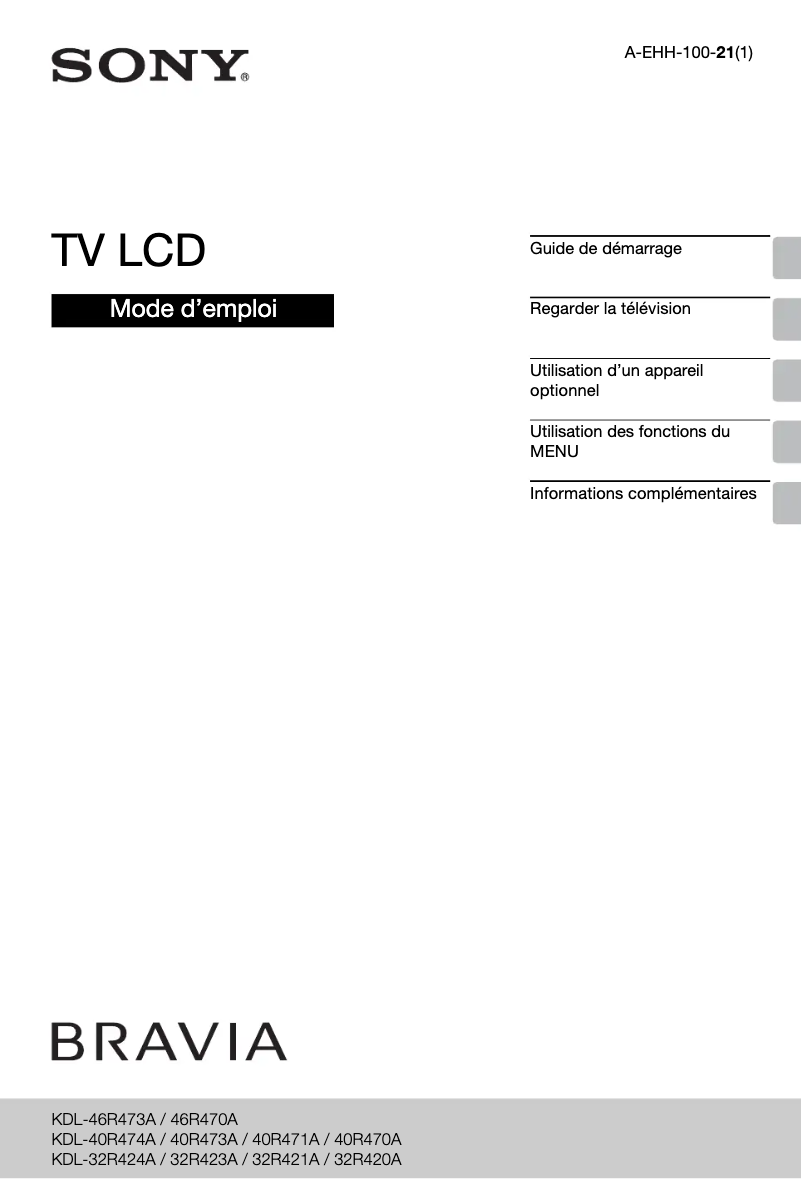 Página nº 1 - Manual de usuario Sony KDL-46R473A