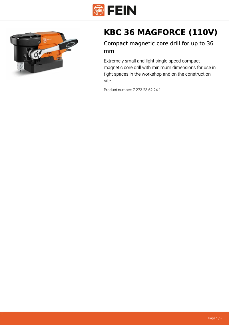 Imagen de la primera página del manual del dispositivo KBC 36 MAGFORCE