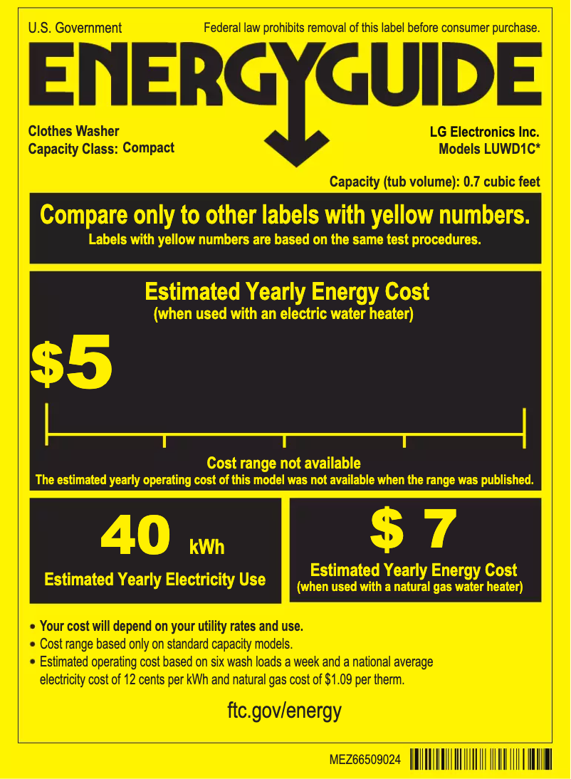 Página 1 del manual Etiqueta energética LG LUWD1CW