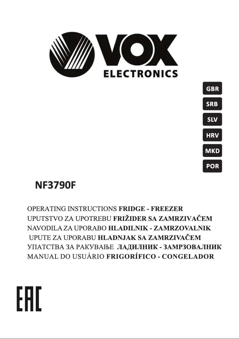 Página 1 del manual Manual de usuario VOX NF 3790 F