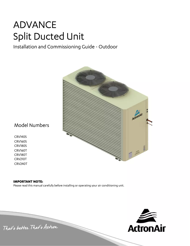 Página 1 del manual Manual de usuario ActronAir CRV210T
