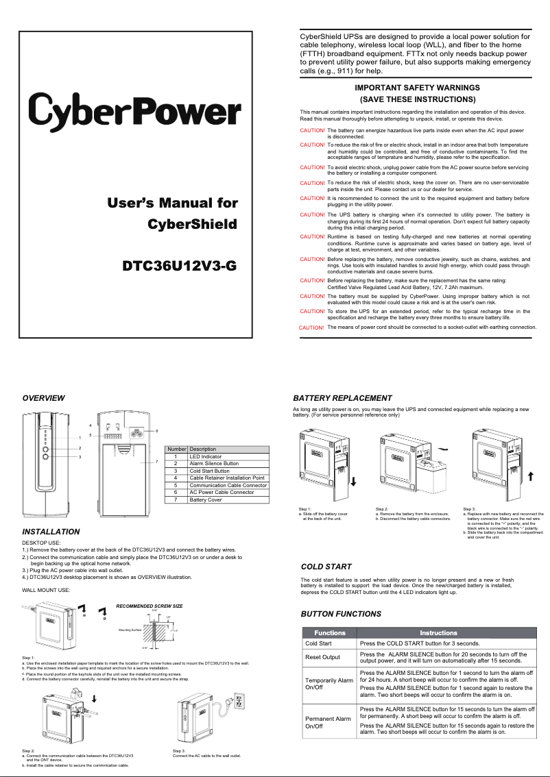Imagen de la primera página del manual del dispositivo DTC36U12V3-G