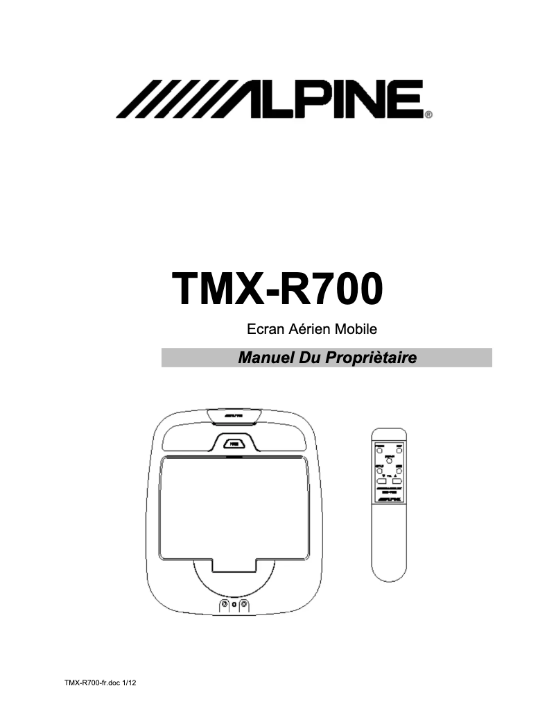 Página nº 1 - Manual de usuario Alpine TMX-R700