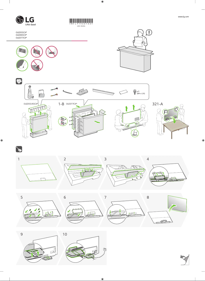 Imagen de la primera página del manual del dispositivo OLED55CXPPA